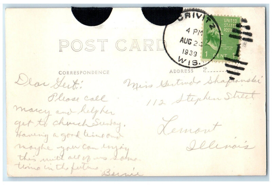 1939 Kuehl's Resort Lake Noquebay Crivitz Wisconsin WI RPPC Photo Postcard