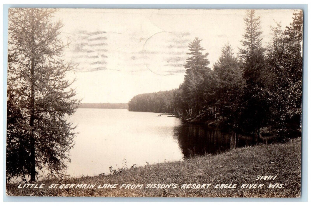 1932 Little St. Germain Lake Sisson's Resort Eagle River WI RPPC Photo Postcard
