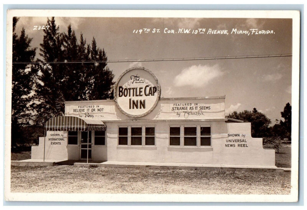 c1940's The Bottle Cap Inn 13th Avenue Miami Florida FL RPPC Photo Postcard