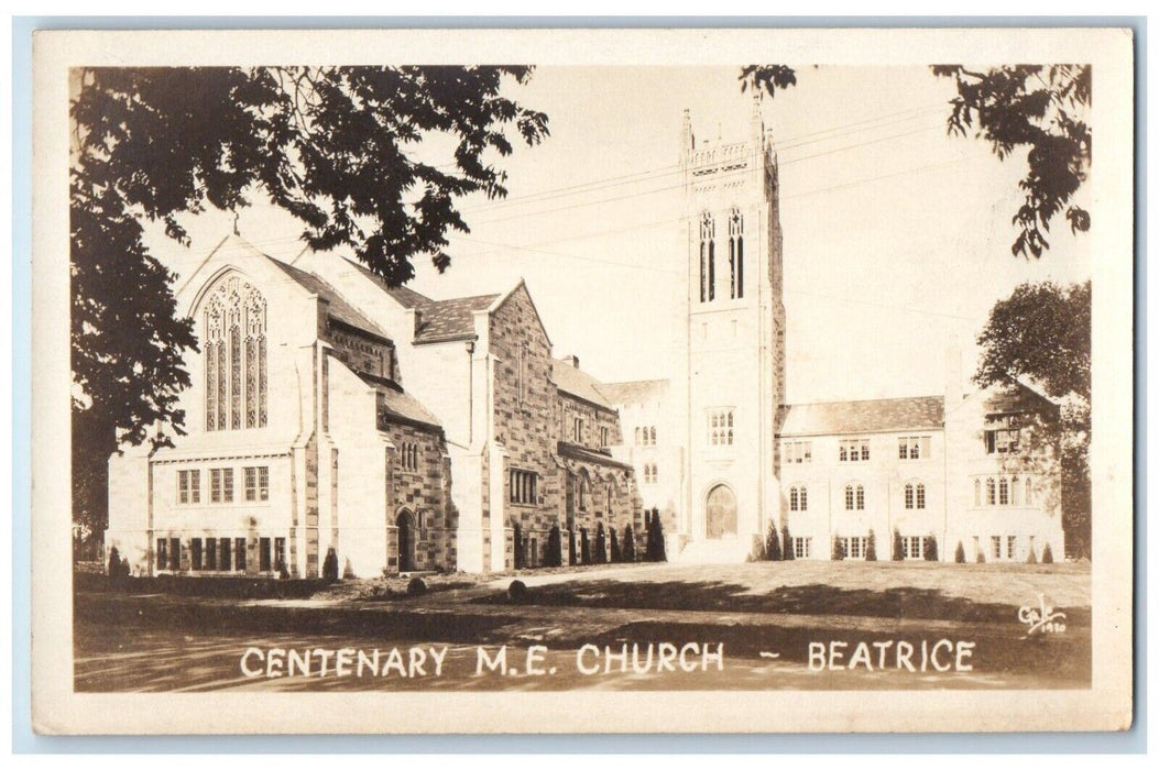 c1926 Centenary Methodist Church Beatrice Nebraska NE RPPC Photo Postcard
