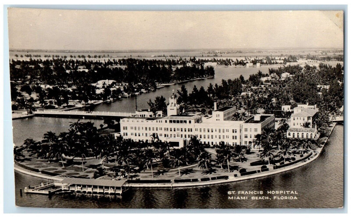Birds Eye View St. Francis Hospital Miami Beach Florida FL RPPC Photo Postcard