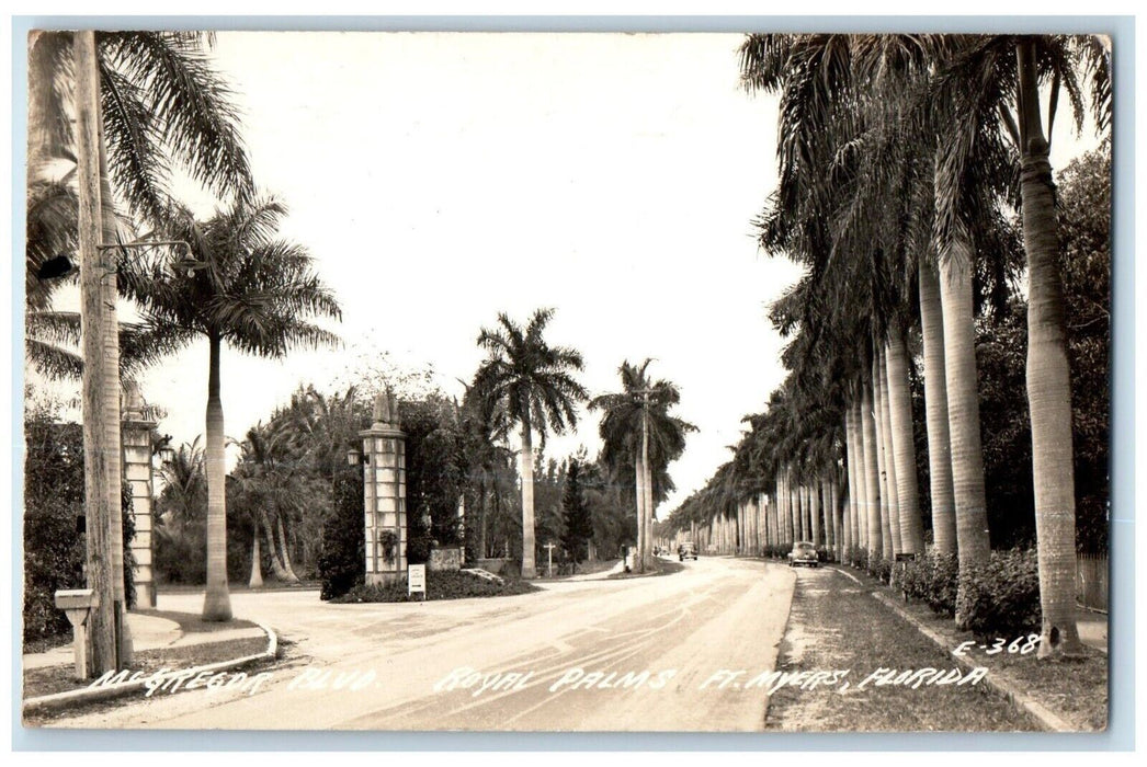 1949 McGregor Bldg. Royal Palms Car Ft. Myers Florida FL RPPC Photo Postcard