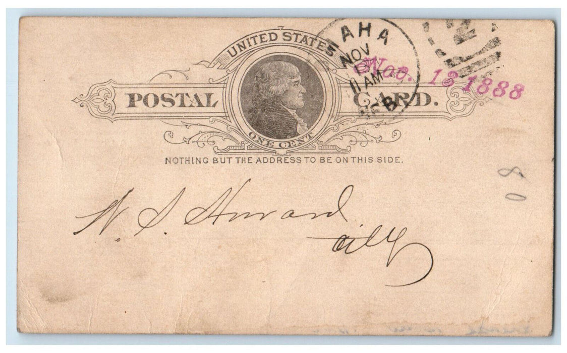 1888 Chicago St. Paul Minneapolis and Omaha Railway Company Postal Card