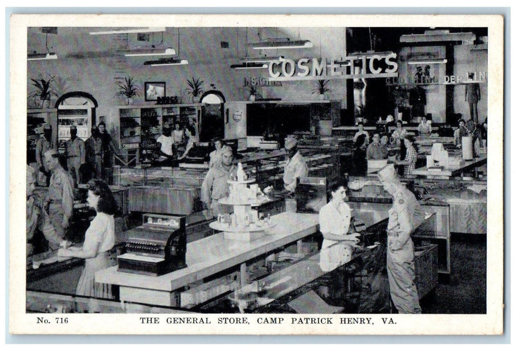 c1920's The General Store Camp Patrick Henry Virginia VA Posted Postcard