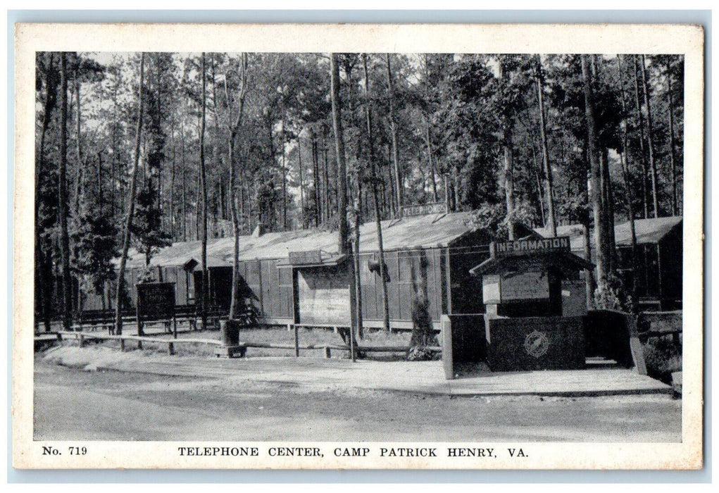 c1940's Telephone Center Camp Patrick Henry Virginia VA Vintage Postcard