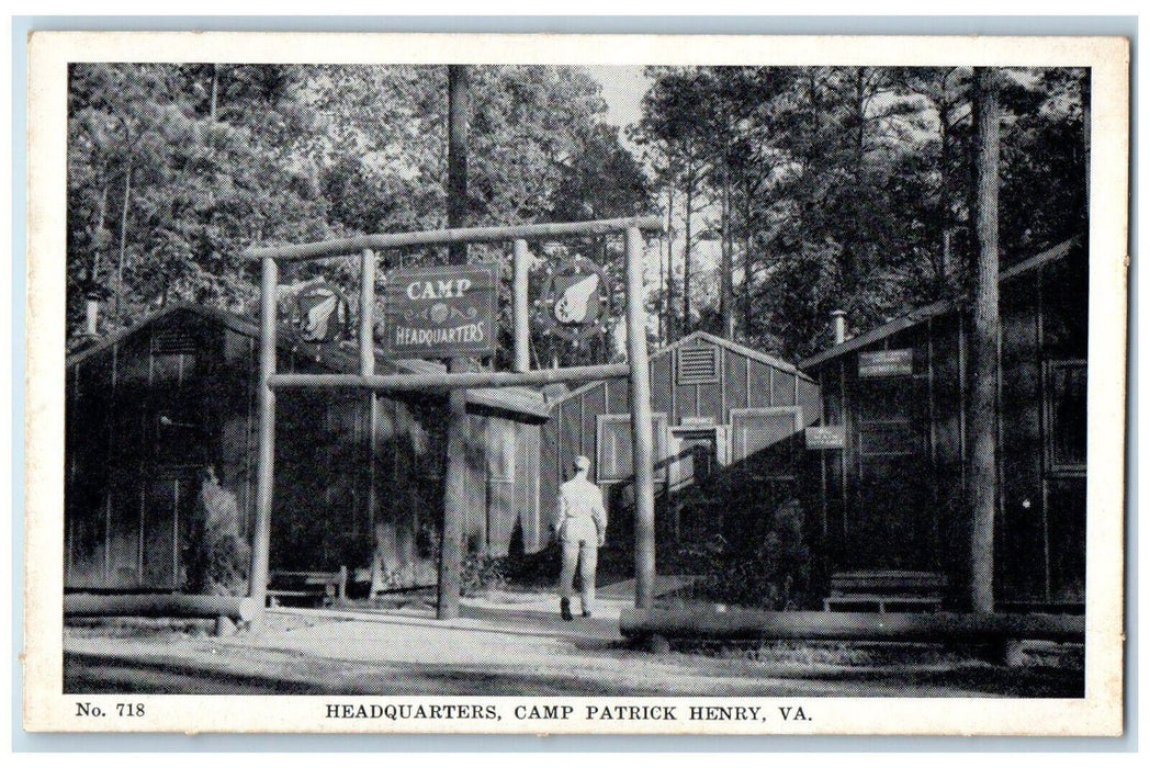 c1940's Camp Headquarters Wooden Arc Camp Patrick Henry Virginia VA Postcard