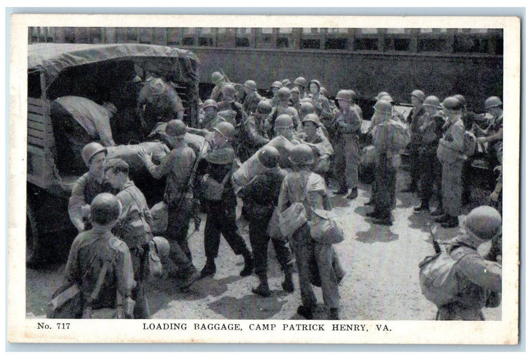 c1950's Loading Baggage on the Truck Camp Patrick Henry Virginia VA Postcard