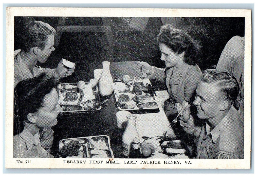 c1950's Debarks First Meal Camp Patrick Henry Virginia VA Vintage Postcard