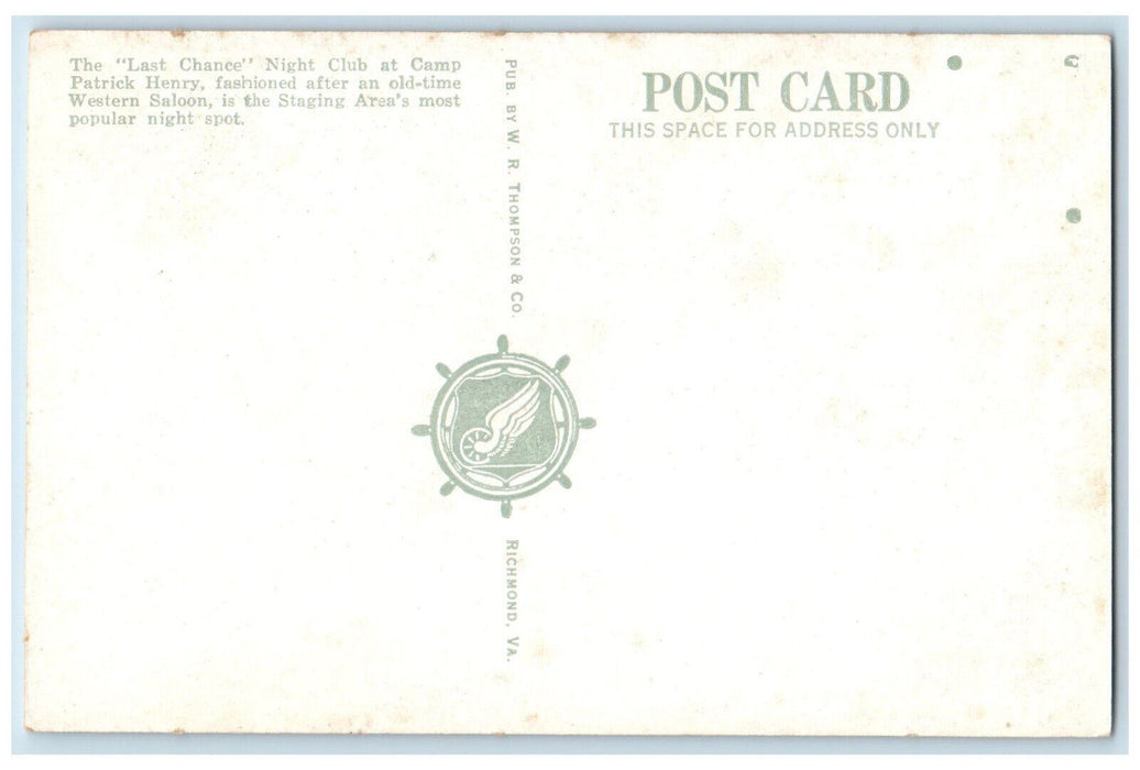c1950's Night Club Last Chance Camp Patrick Henry VA Vintage Postcard