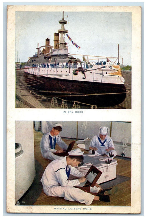 1909 In Dry Dock Writing Letters Home Newerf PA Farmers Valley PA Postcard