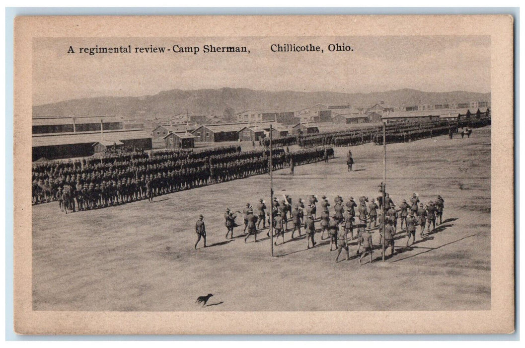 c1940's A Regimental Review Camp Sherman Chillicothe Ohio OH Postcard