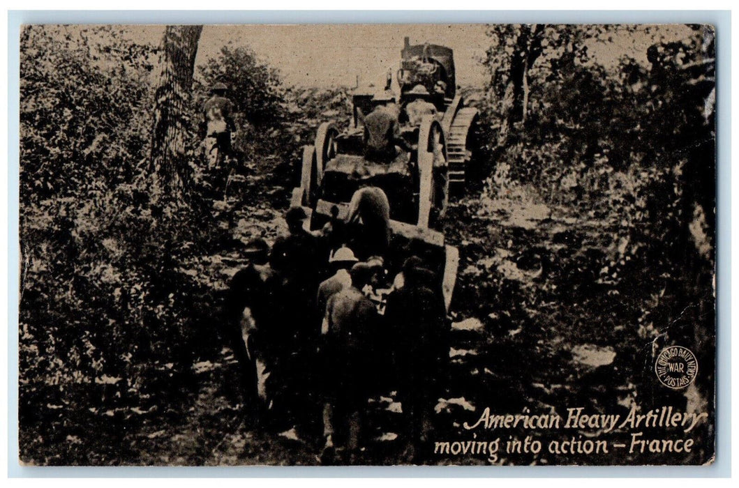 c1910 American Heavy Artillery Moving Into Action France WW1 Europe Postcard