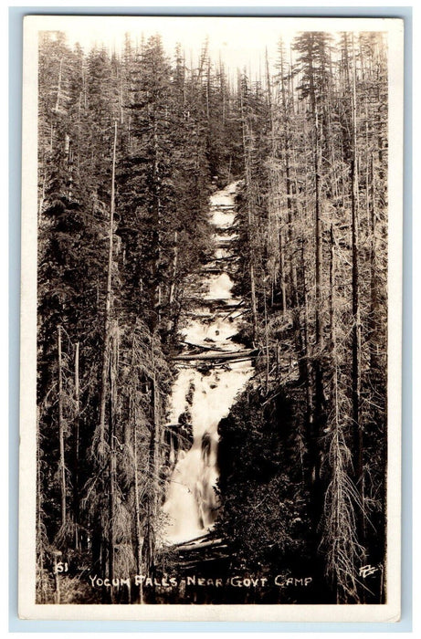 c1930's Yocum Falls Near Gov't Camp Waterfalls Oregon OR RPPC Photo Postcard