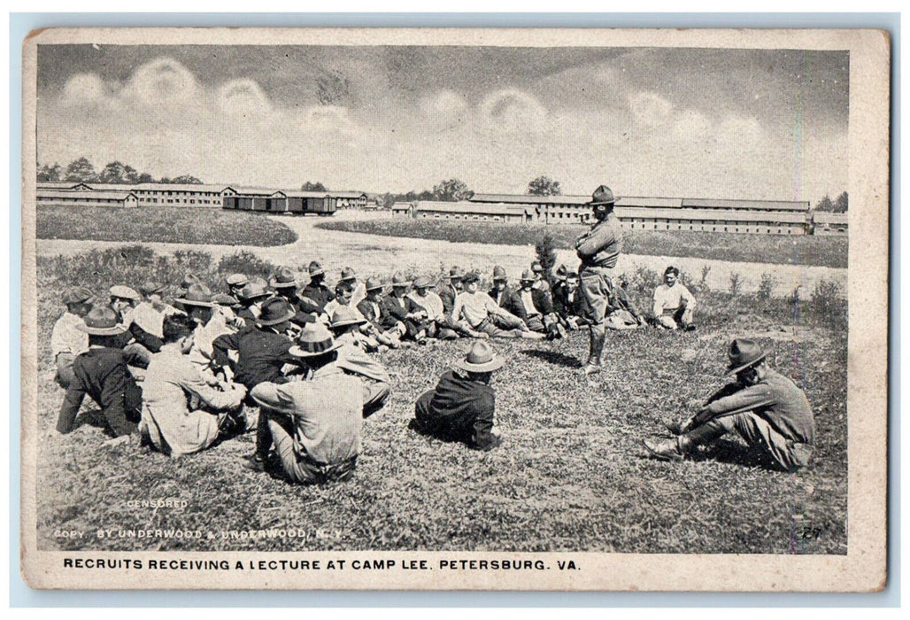 1917 Recruits Receiving A Lecture at Camp Lee Petersburg Virginia VA Postcard