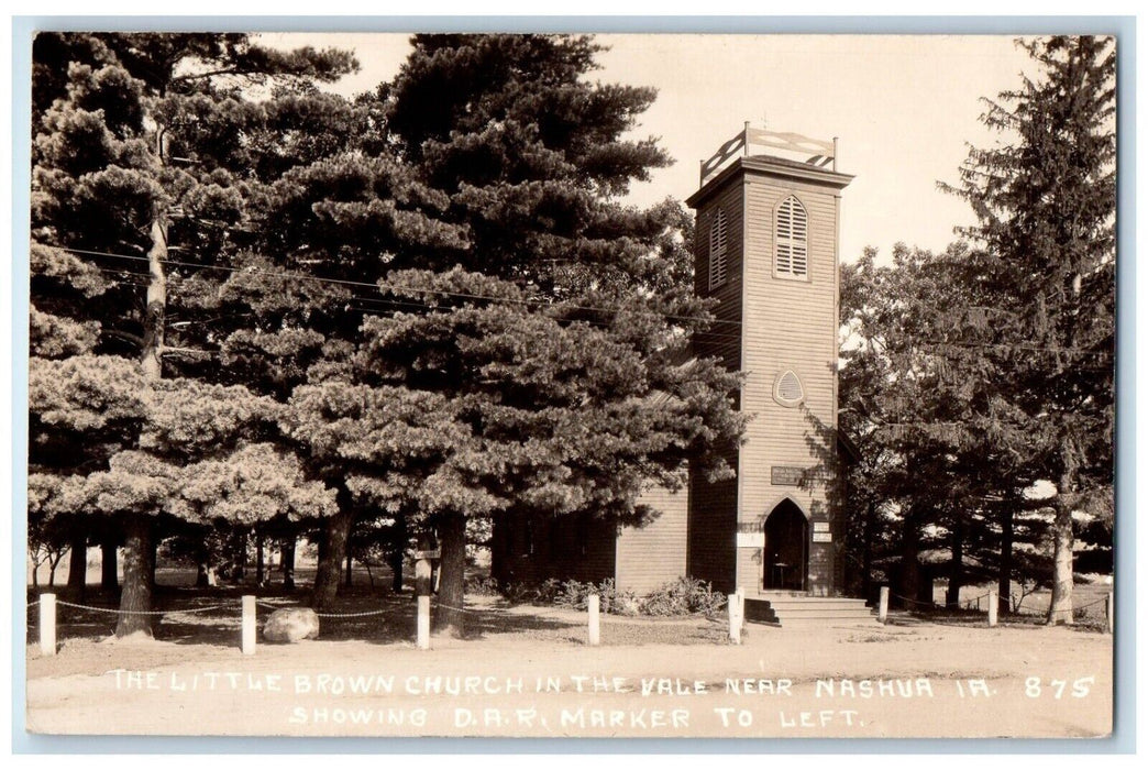 1940's The Little Brown Church Vale Near Nashua Iowa IA RPPC Photo Postcard