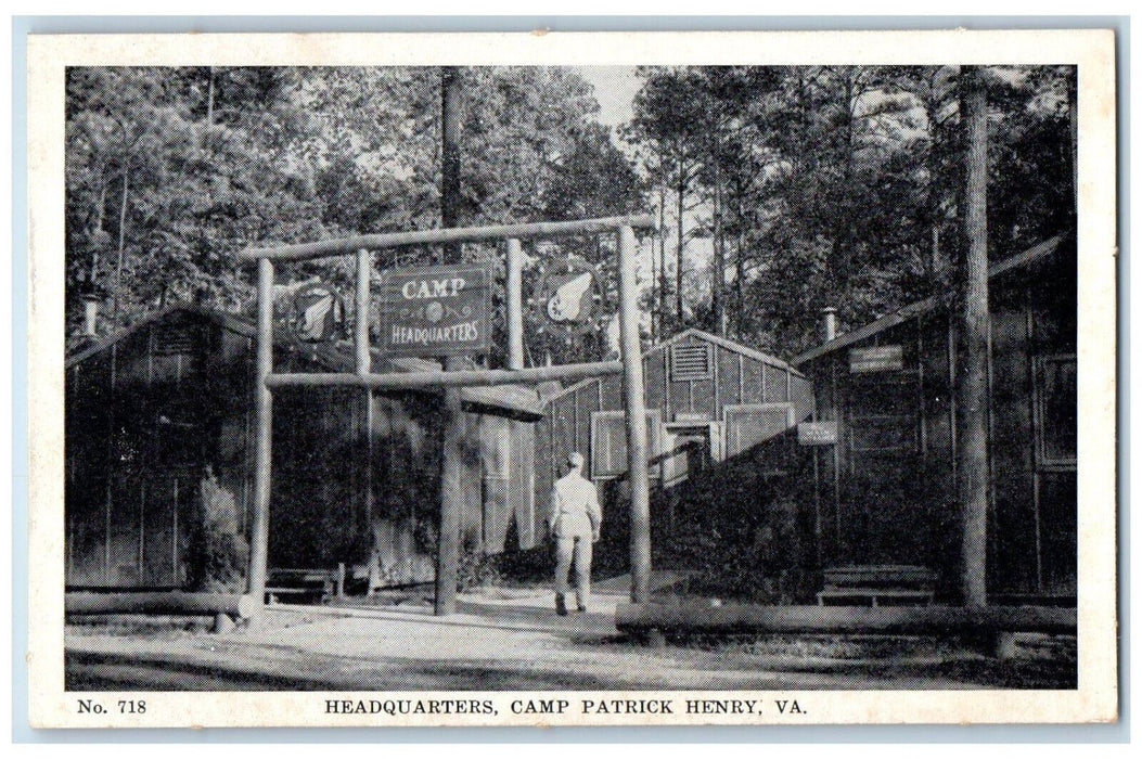 c1950's Headquarters Camp Patrick Henry Virginia VA Posted WW2 Postcard