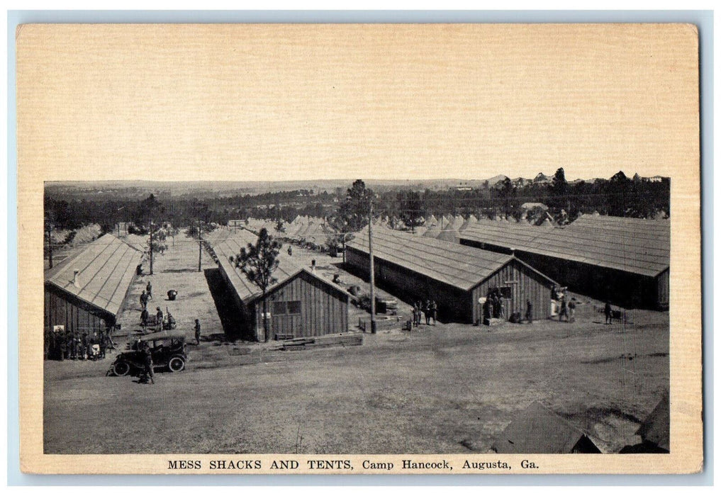 c1920's Mess Shacks & Tents Camp Hancock Augusta Georgia GA WW1 Postcard