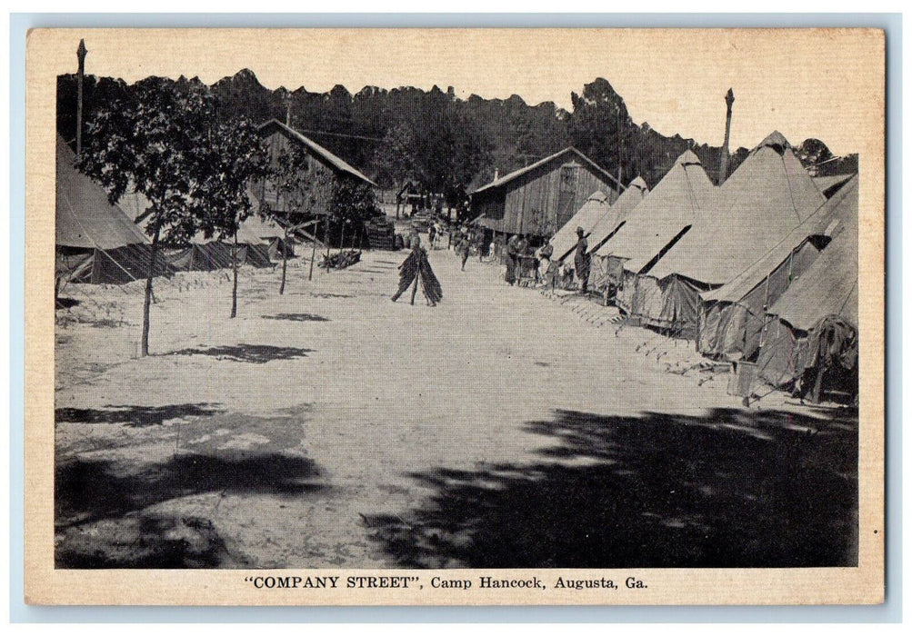 c1920's "Company Street" Camp Hancock Augusta Georgia GA WW1 Postcard