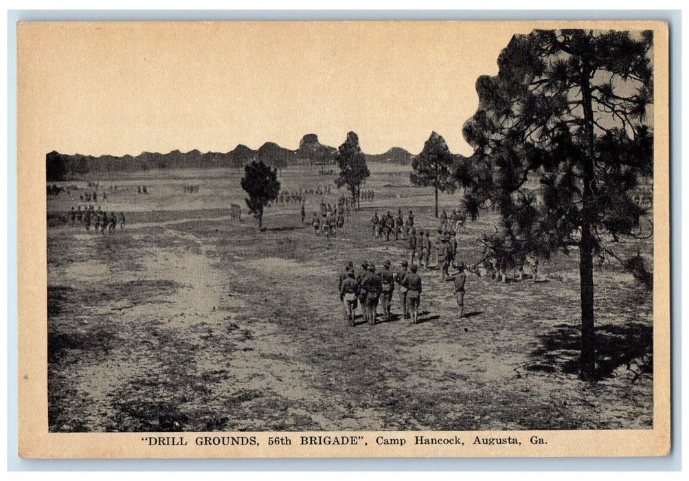 c1920's "Drill Grounds 56th Bridge" Camp Hancock Augusta Georgia GA WW1 Postcard