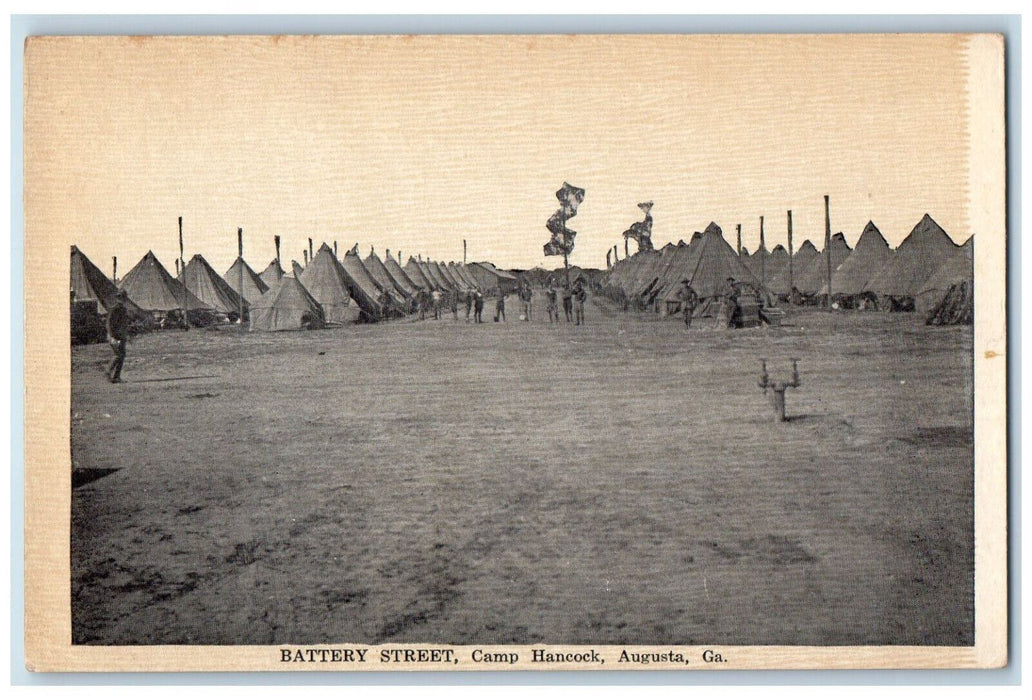 c1920's Battery Street Camp Hancock Augusta Georgia GA WW1 Antique Postcard
