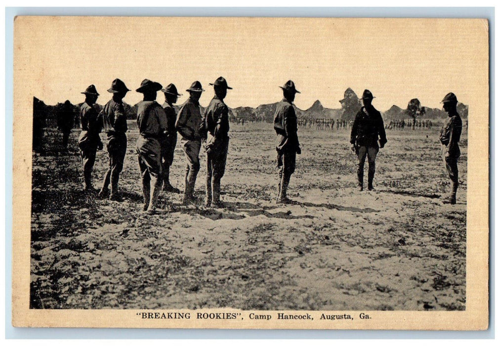 c1940's "Breaking Rookies" Camp Hancock Augusta Georgia GA WW2 Postcard