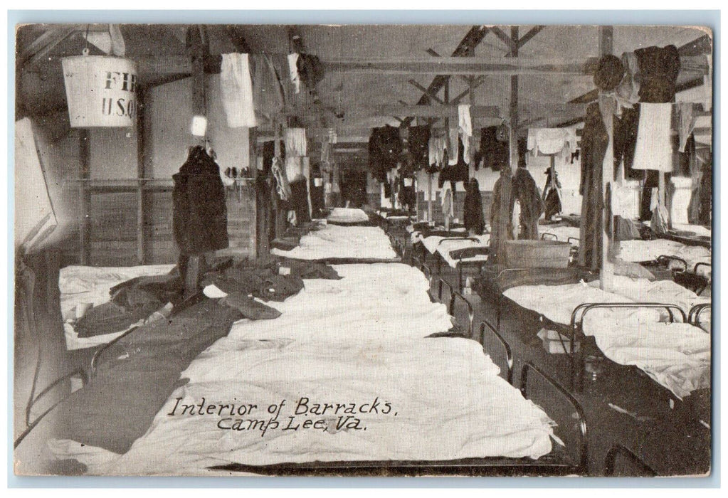 1918 Interior of Barracks Camp Lee Virginia VA WW1 Antique Posted Postcard