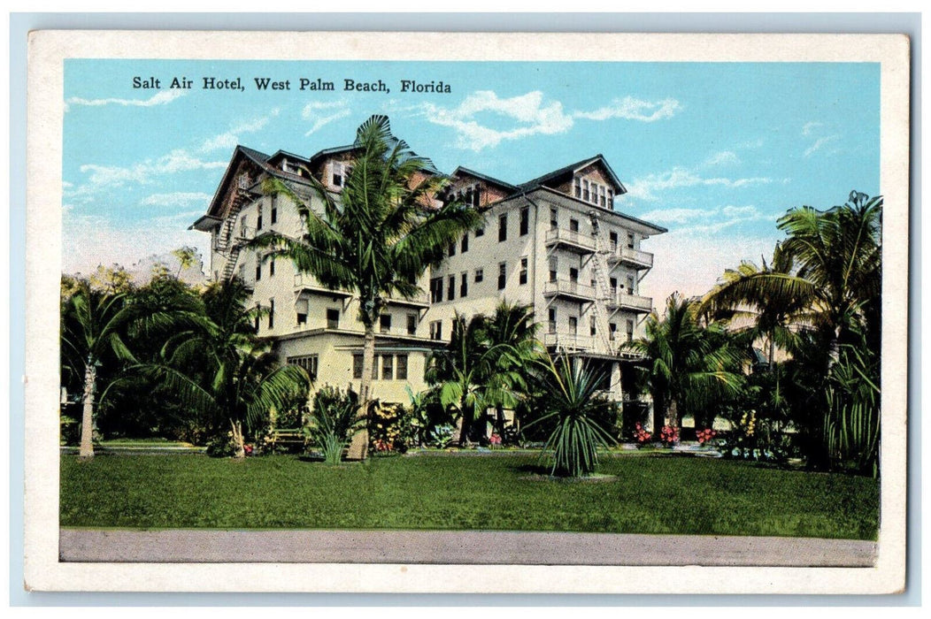 c1920's Salt Air Hotel West Palm Beach Florida FL Antique Unposted Postcard