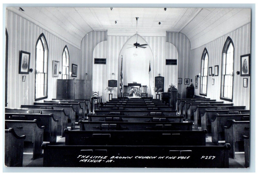 c1950's The Little Brown Church Vale Interior Nashua Iowa IA RPPC Photo Postcard