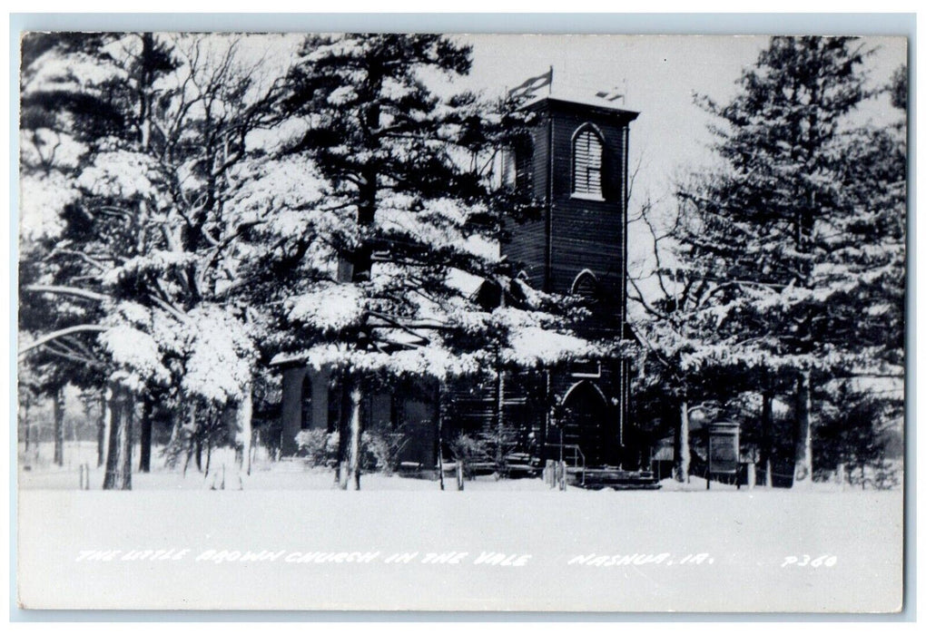 c1950's The Little Brown Church Vale Nashua Iowa IA Vintage RPPC Photo Postcard