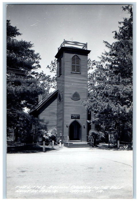c1940's The Little Brown Church In The Vale Nashua Iowa IA RPPC Photo Postcard