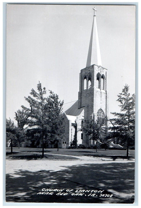 c1950's Church Of Stanton Bell Tower Near Red Oak Iowa IA RPPC Photo Postcard