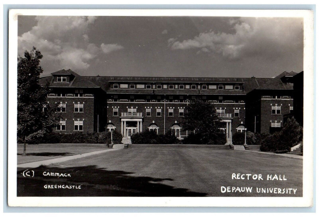 Rector Hall Depauw University Building Greencastle IN RPPC Photo Postcard