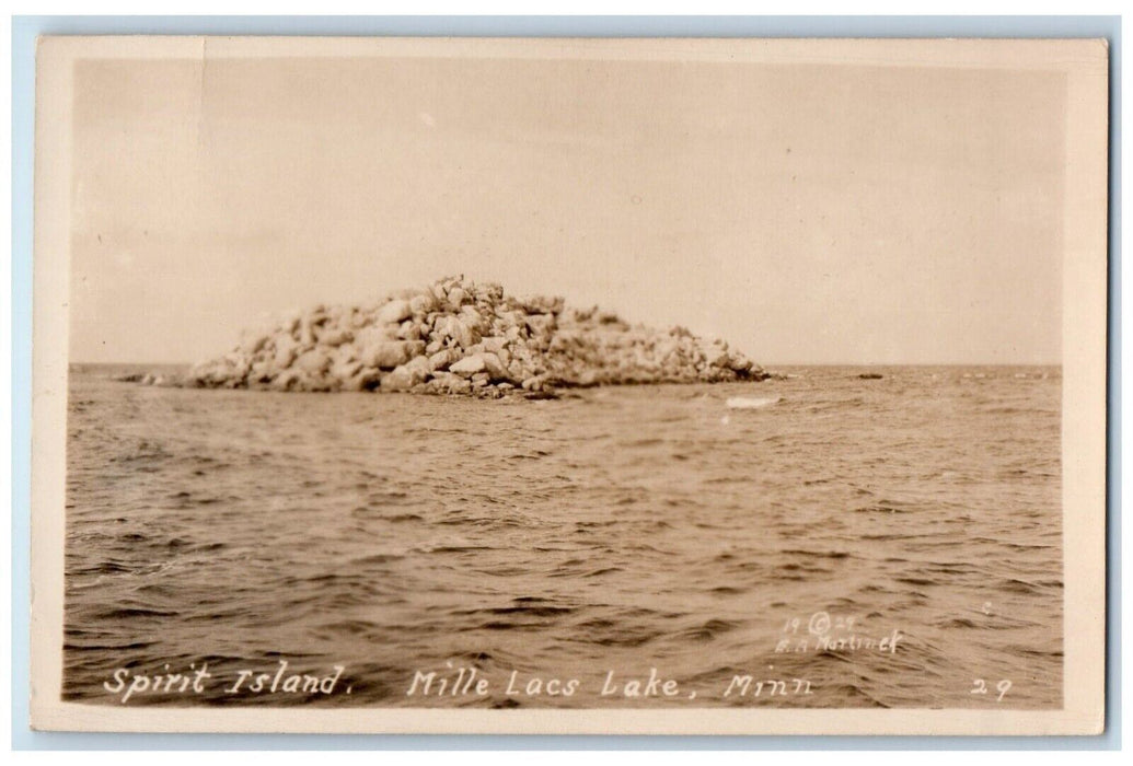 c1940's View Of Spirit Island Mille Lacs Lake Minnesota MN RPPC Photo Postcard