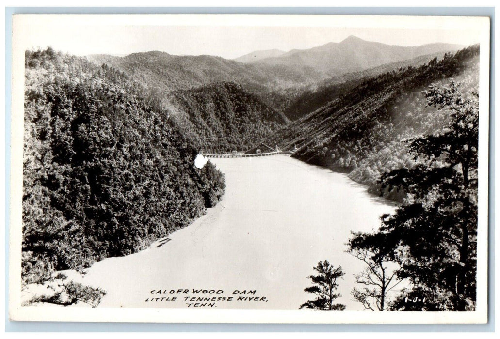 c1940's View Of Calderwood Dam Little Tennessee River TN RPPC Photo Postcard