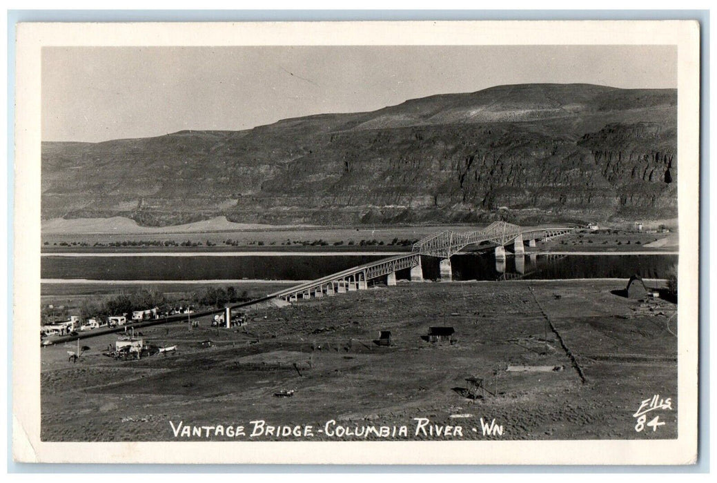 Vantage Bridge Columbia River Washington WA Posted Vintage RPPC Photo Postcard