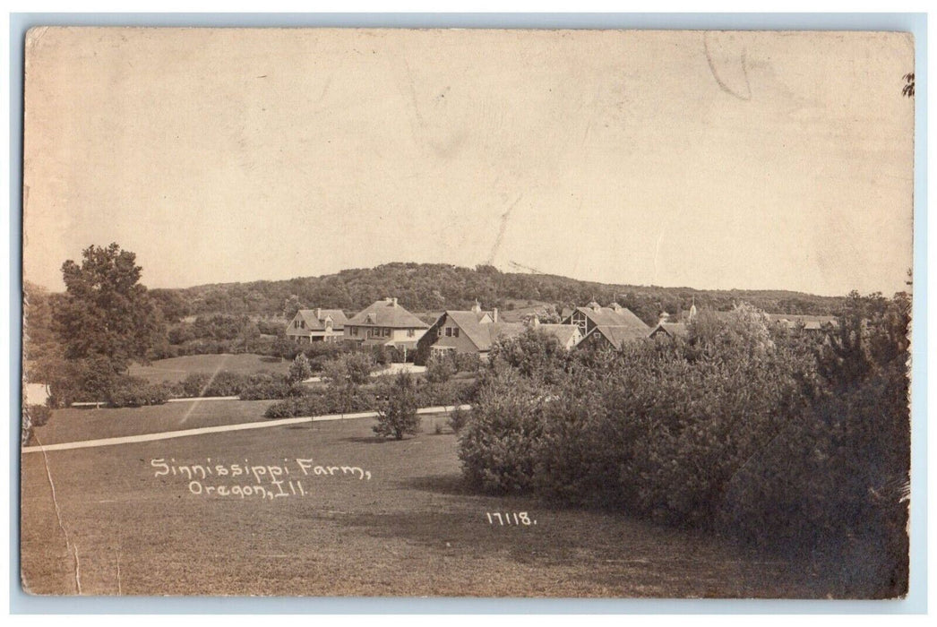 c1910's Birds Eye View Sinnissippi Farm Oregon Illinois IL RPPC Photo Postcard