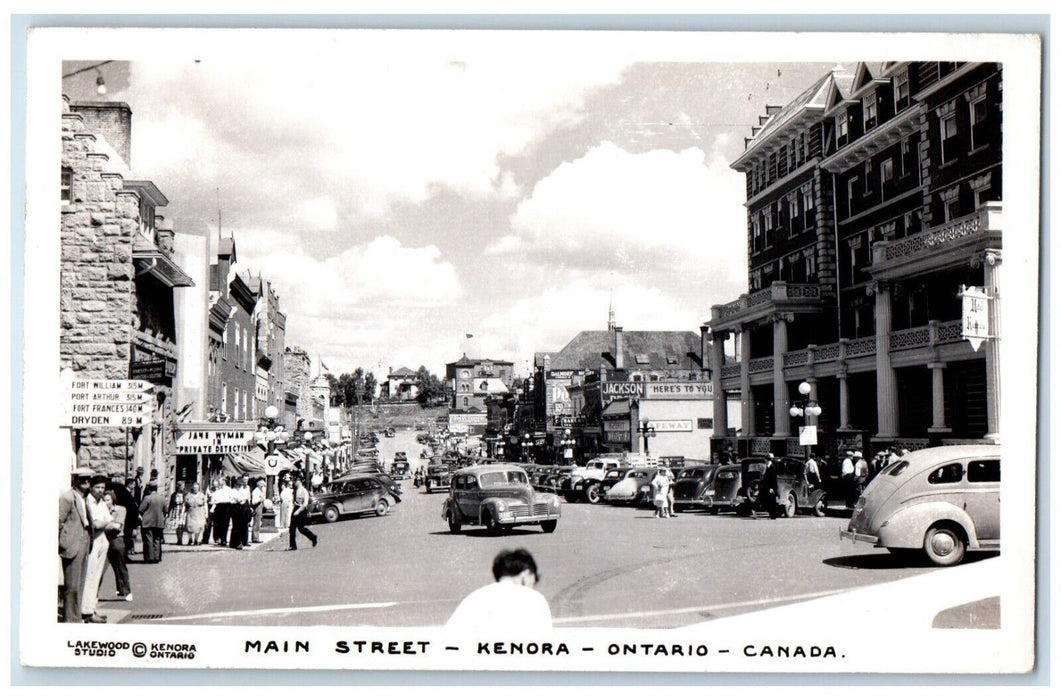 1951 Main Street View Theatre Kenora Ontario Canada RPPC Photo Postcard