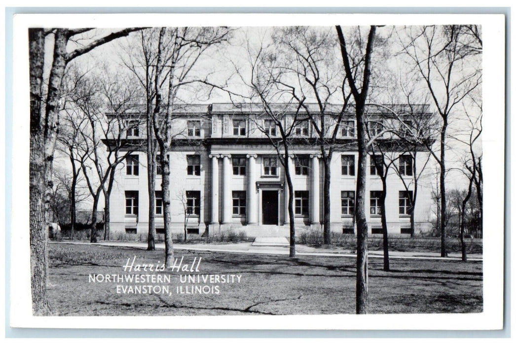 Harris Hall Northwestern University Evanston Illinois IL RPPC Photo Postcard