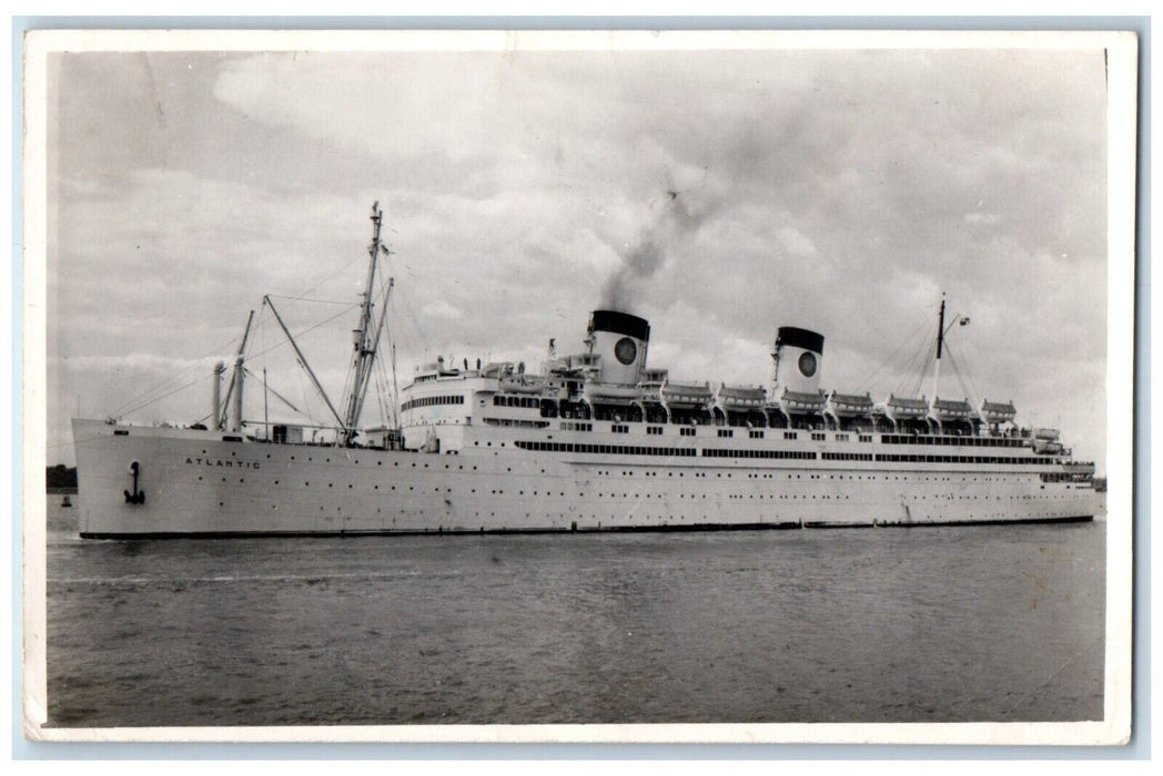 1953 Atlantic Steamer Ship Seine France Posted Vintage RPPC Photo Postcard