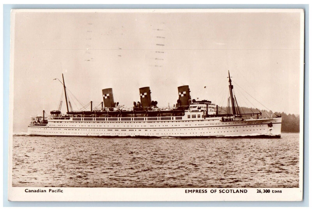 1953 Canadian Pacific Empress Of Scotland Steamer Ship RPPC Photo Postcard