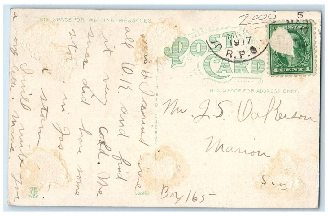 1917 Scene at De Soto Hotel Tampa Florida FL Antique Posted RPO Postcard