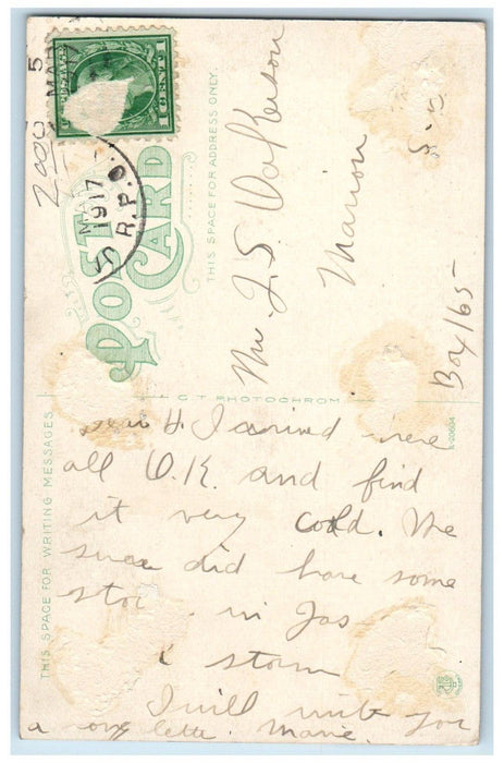 1917 Scene at De Soto Hotel Tampa Florida FL Antique Posted RPO Postcard