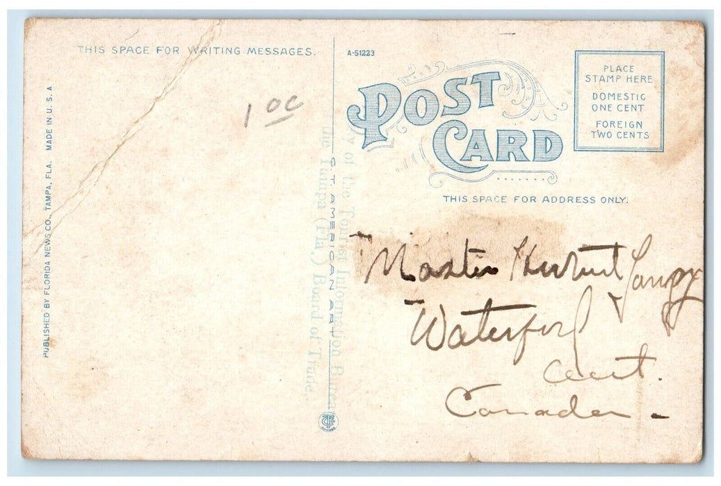 c1950's New Lafayette Street Bridge Tampa Florida FL Posted Postcard