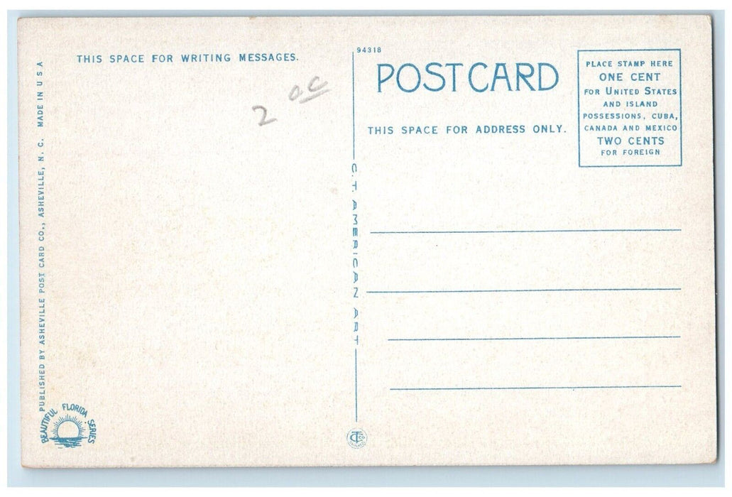 c1950's The Clarendon Hotel & Tennis Courts Seabreeze Florida FL Postcard