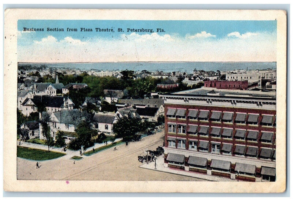 1917 Business Section from Plaza Theatre St. Petersburg Florida FL Postcard