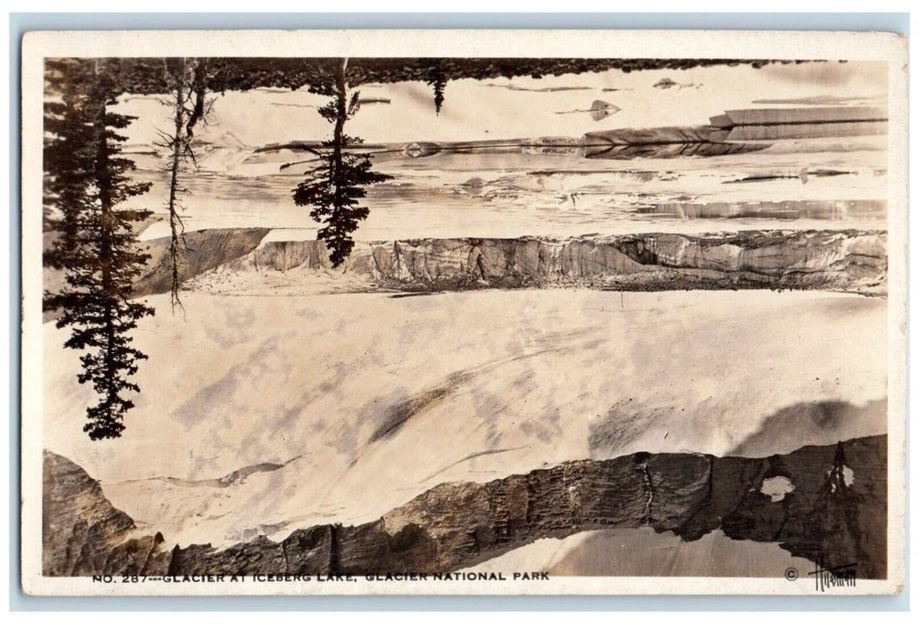 c1910's Glacier At Iceberg Lake Glacier National Park MT RPPC Photo Postcard