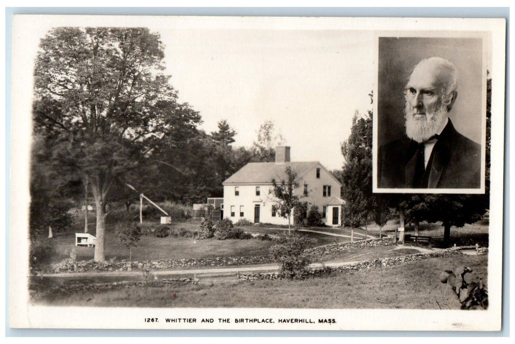 Whittier And The Birthplace Haverhill Massachusetts MA RPPC Photo Postcard