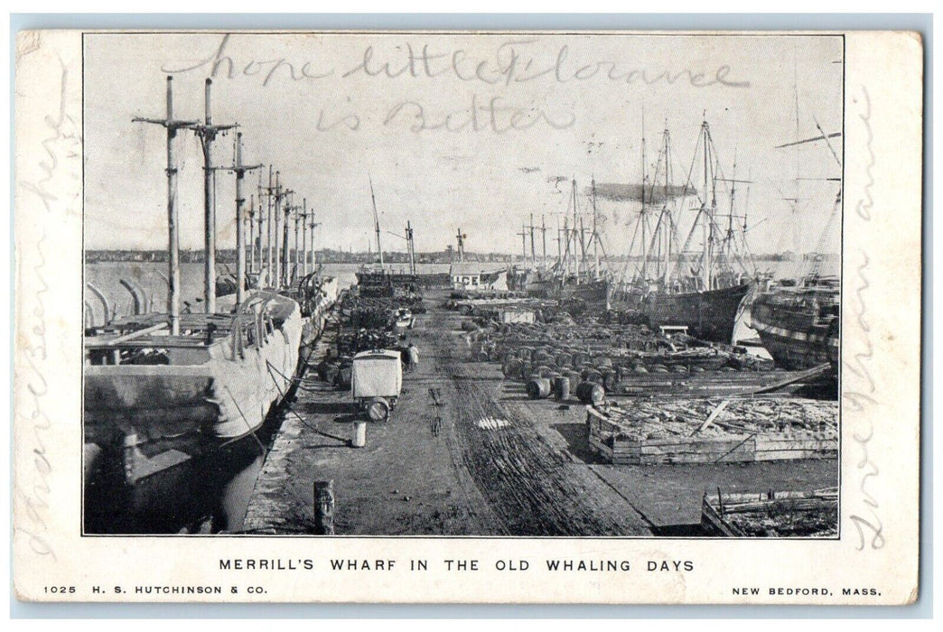 1907 Merrill Wharf Old Whaling Days New Bedford Massachusetts Souvenir Postcard