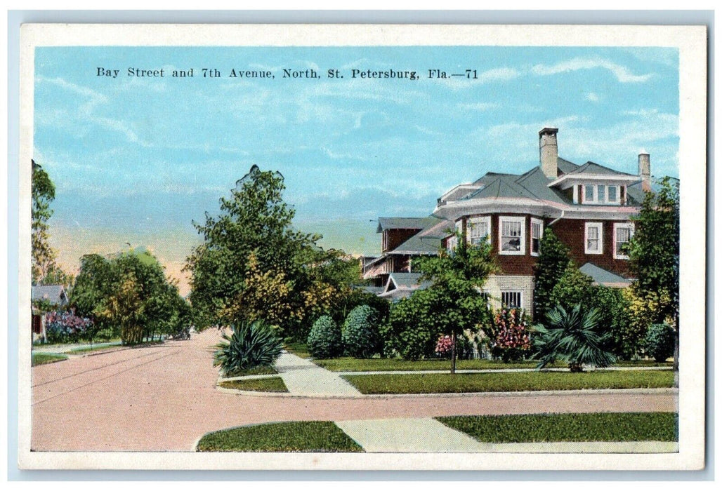 c1920's Bay Street and 7th Avenue North St. Petersburg Florida FL Postcard