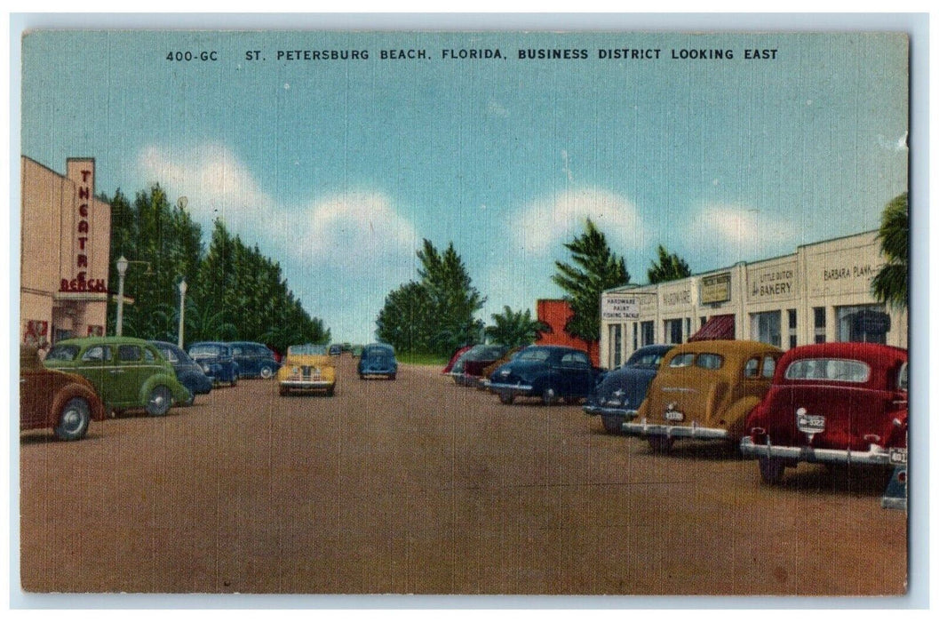 c1950's Business District Looking East St. Petersburg Florida FL Postcard